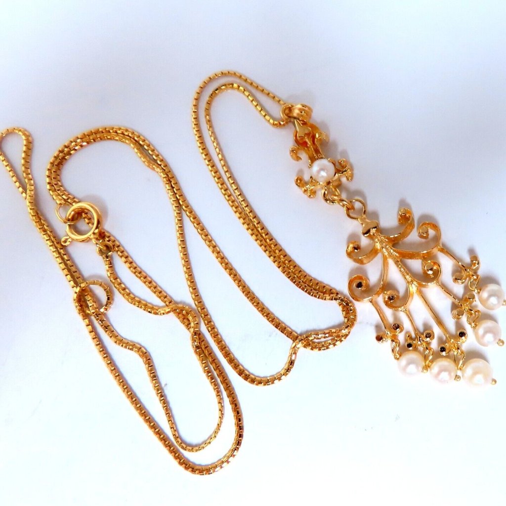 4 Mm Freshwater Pearl Tribal Vintage Style Necklace 14kt
